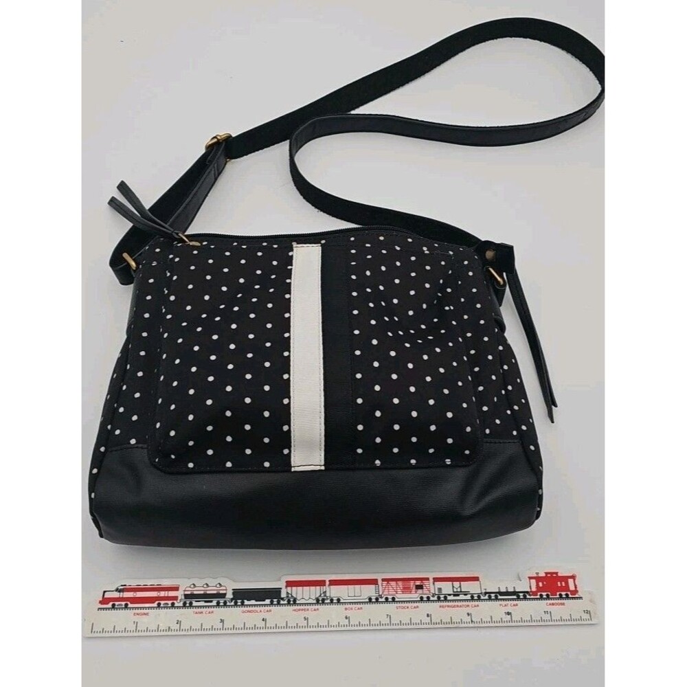 Fossil Black And White Poke-dot Purse/crossbody
